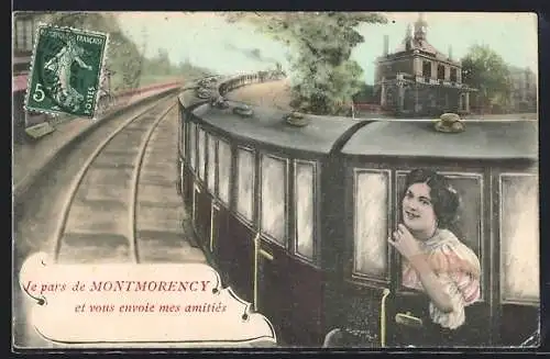 AK Montmorency, Départ en train avec envoi d`amitiés