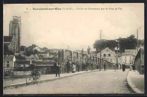 AK Beaumont-sur-Oise, Entrée de Beaumont par le Pont de Fer