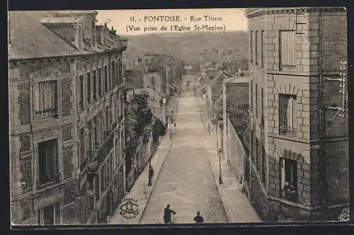 AK Pontoise, Rue Thiers vue de l`Église St-Maclou
