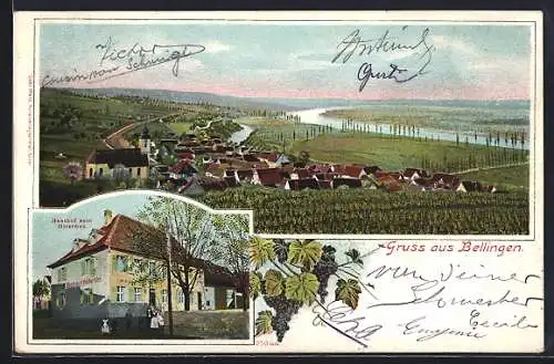 AK Bad Bellingen, Gasthof zum Hirschen & Ortsansicht