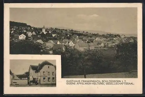 AK Schlossborn i. T., Gasthaus Frankenbach, Ortsansicht