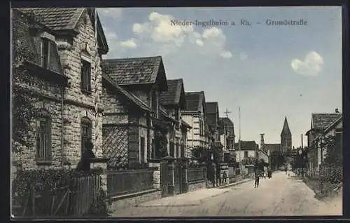 AK Nieder-Ingelheim a. Rh., Grundstrasse mit Kindern