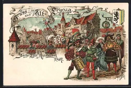 Künstler-AK Arthur Thiele: Leipzig, Sächs.-Thür. Ausstellung 1897