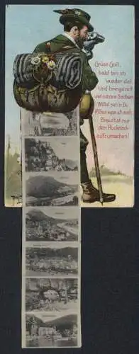 Künstler-AK Arthur Thiele: Wanderer mit Rucksack