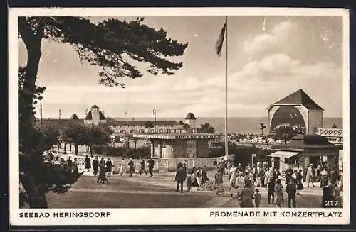 AK Heringsdorf / Ostsee, Promenade mit Konzertplatz