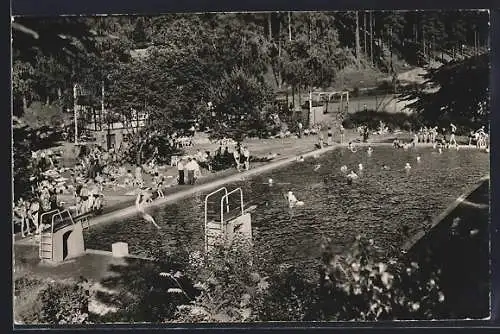AK Wolfshagen /Harz, Campingplatz Tannengrund, Schwimmbad mit Badegästen