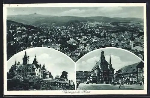 AK Wernigerode /Harz, Panorama, Festung und Kirche