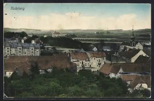 AK Radeberg, Ortsansicht über die Dächer