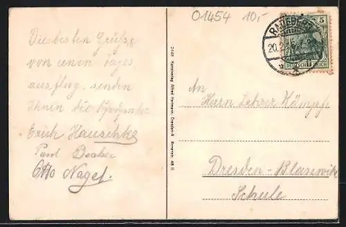 AK Radeberg, Ortsansicht über die Dächer