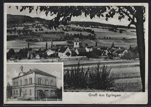 AK Egringen, Ansicht vom Rathaus, Panoramablick auf das Dorf
