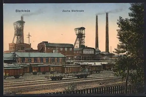 AK Sterkrade, Zeche Sterkade mit Waggons