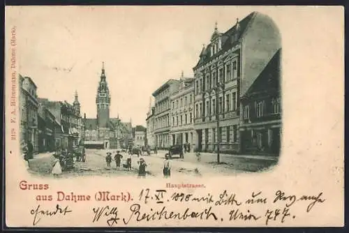 AK Dahme /Mark, Hauptstrasse mit Blick auf die Kirche