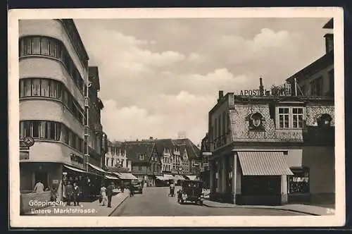 AK Göppingen, Untere Marktstrasse mit Apostel-Hotel