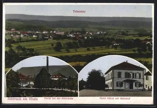 AK Albbruck am Rheuin, Hotel Albtal mit Bahnhof, Partie bei der Albbrücke, Teilansicht mit Umgebung