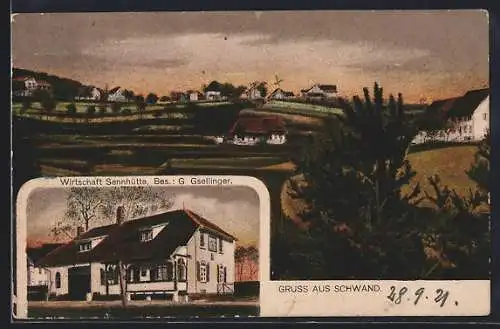 AK Schwand / Tegernau, Gasthaus Sennhütte, Totalansicht