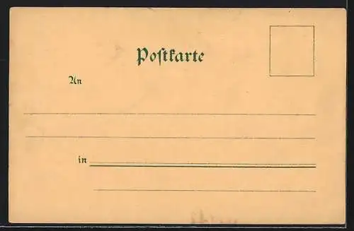 Mondschein-Lithographie Suhl, Bismarckturm mit Gebäude u. Strasse