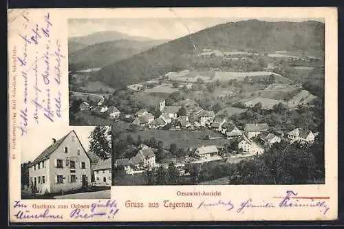 AK Tegernau / Wiesental, Gasthaus zum Ochsen, Gesamtansicht aus der Vogelschau