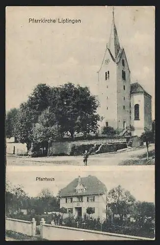 AK Liptingen, Pfarrkirche, Pfarrhaus mit Pfarrer