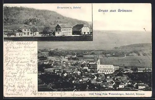 AK Griessen, Restauration und Bahnhof, Ortsansicht