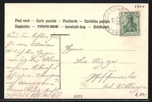 AK Unterkirchberg a. Iller, Gasth. z. wilden Mann, Gasth. z. Adler, Kirche, Pfarrhaus