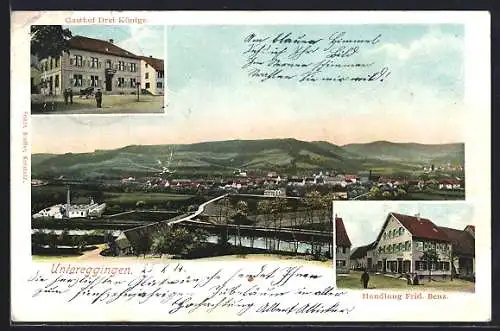 AK Untereggingen, Gasthof Drei Könige, Handlung F. Benz, Ortsansicht