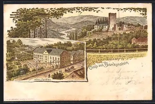 Lithographie Blankenstein / Ruhr, Ansicht des Hotel Petring