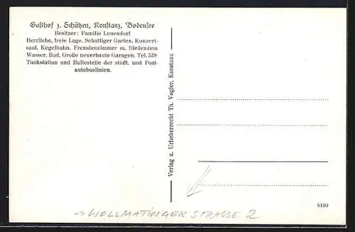 AK Konstanz, Gasthof zum Schützen, Wollmatingerstr. 2