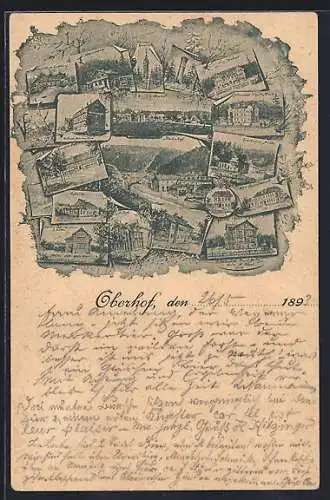 Lithographie Oberhof /Thür., Bahnhof, Kurhaus, Ortsansicht, datiert 1893