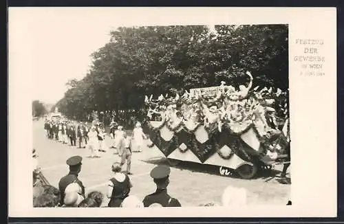 AK Wien, Gewerbefestzug 1929, Wagen der Alten Wäschergilde