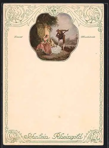 AK Reklame für Söhnlein Rheingold, Gemälde Musikstunde von Lancret