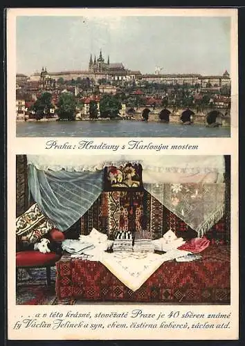 AK Praha, Hradcany s Karlovým mostem, Reklame für Reinigungs-Mittel