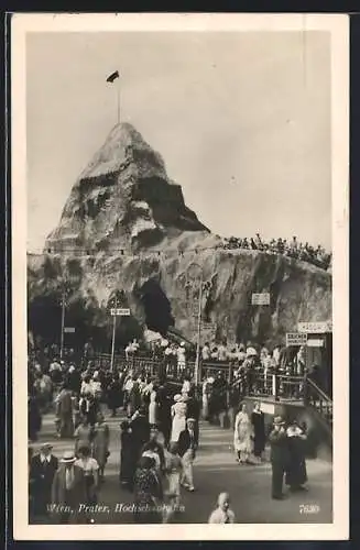 AK Wiener Prater, Hochschaubahn mit vielen Besuchern