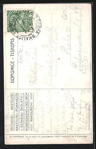 Künstler-AK Schüler vor der Komensky-Schule, Kinderfürsorge