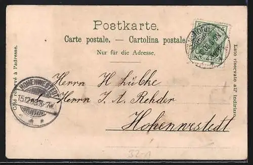 Künstler-AK Mann auf Reisen in einer Kutsche