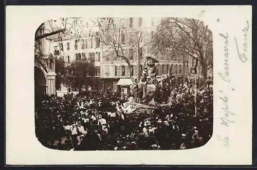 Foto-AK Faschings-Umzug mit Motivwagen