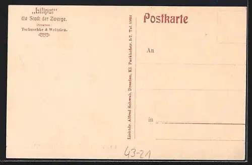 AK Liliput, die Stadt der Zwerge, Theater, kleine Kutschen