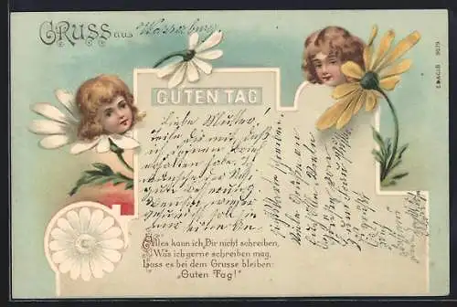 Künstler-AK Kinder wachsen aus Blüten