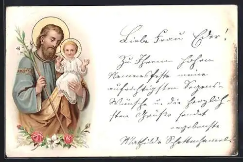 Künstler-AK Josef mit dem Jesuskind