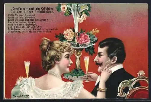 AK Liebespaar feiert gemeinsam mit Sekt in das neue Jahr hinein