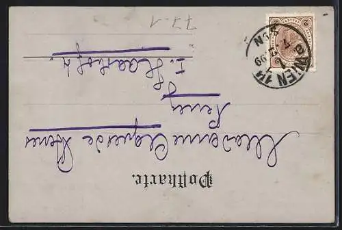 Künstler-AK Regenschirm im Regenschauer