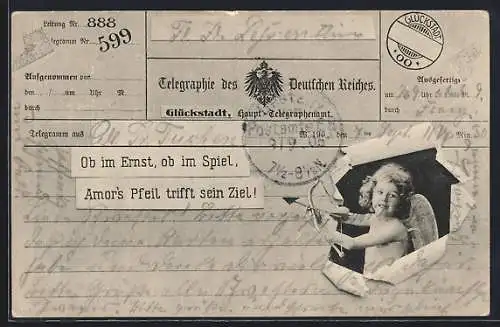 AK Telegramm mit Amor