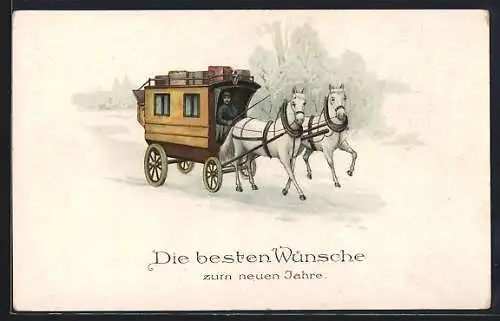 Künstler-AK Postkutsche im Schnee