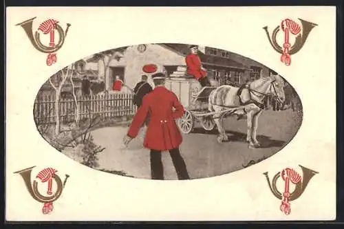 Künstler-AK Postkutsche aus Dänemark