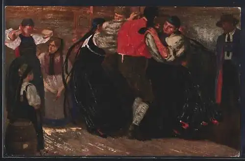 Künstler-AK Schwaben beim Tanz