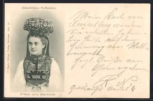 AK Braut in schwäbischer Tracht