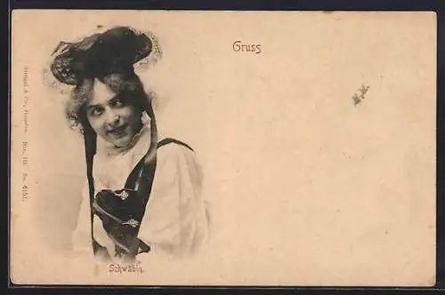 AK Schwäbin in Volkstracht