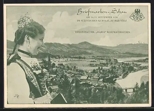 AK Bad Tölz, Briefmarken-Schau 1938, Veranstalter Isaria Wolfratshausen