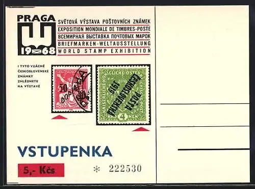 Künstler-AK Prag, Briefmarken-Weltausstellung 1968