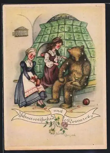 Künstler-AK Märchen Schneeweisschen und Rosenrot