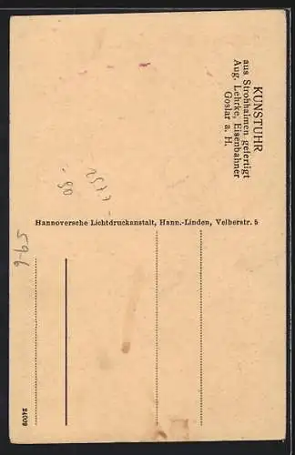 AK Kunstuhr aus Strohhalmen gefertigt von Aug. Lehrke